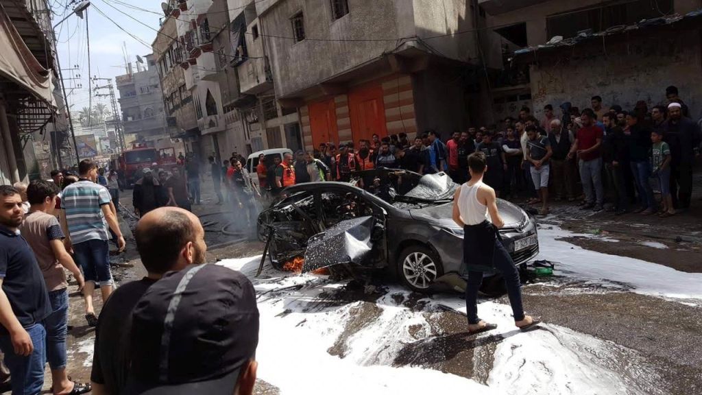 Así quedó el coche de Hamdi Khadri de Hamas, muerto por ISrael