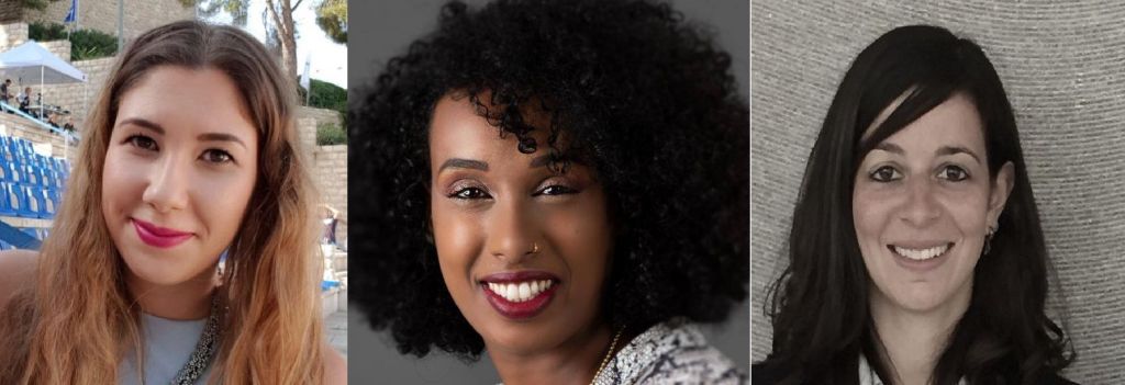 De izquierda a derecha: Shirel Levi, Fentay Almu y Orly Goldschmidt, tres de las nuevas diplomáticas de Israel De izquierda a derecha: Shirel Levi, Fentay Almu y Orly Goldschmidt, tres de las nuevas diplomáticas de Israel