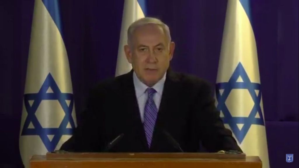 El Primer Minsitro Netanyahu dirigiéndose a la ciudadanía durante la crisis Corona (Foto: GPO)