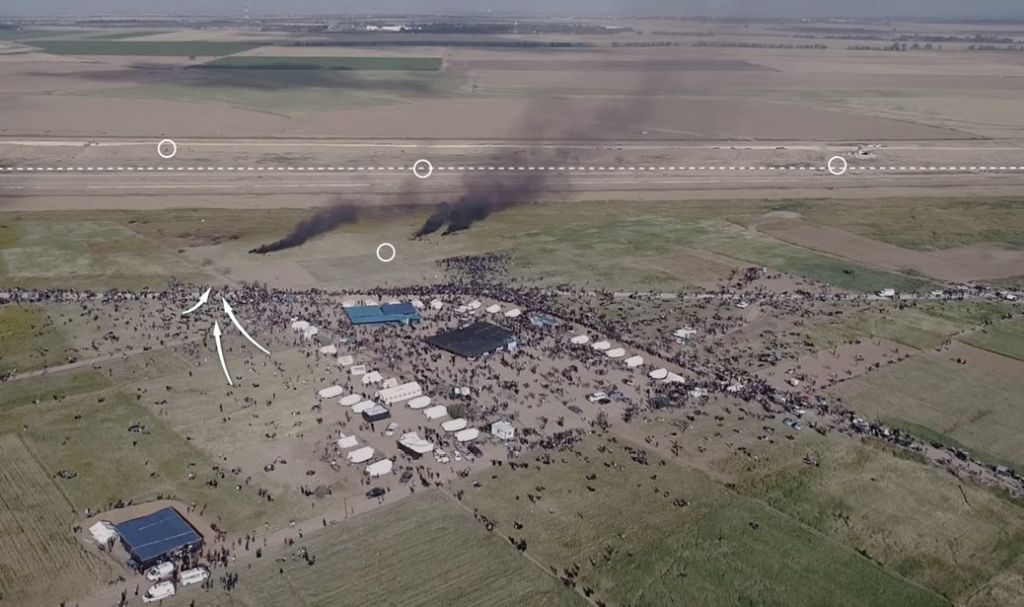 El campamento de Hamas junto a la frontera Campamento con infraestructura de Hamas para las protestas