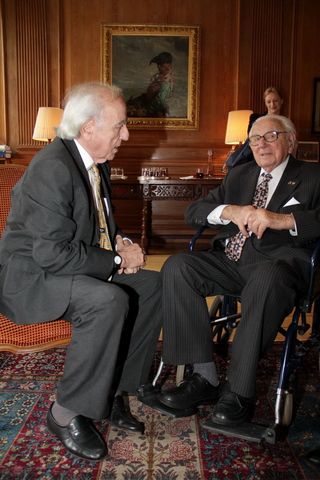 Sir Nicholas Winton con Baruj Tenenbaum, Fundación Raoul Wallenberg