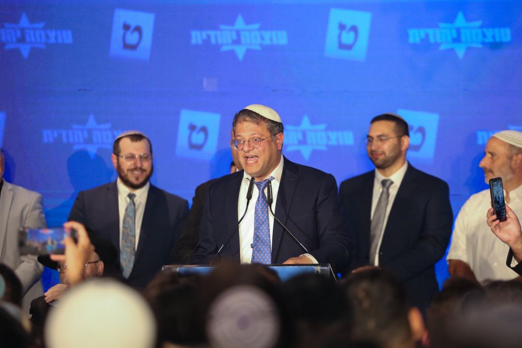 Itamar Ben Gvir, el martes por la noche, al quedar en claro cuán grande había sido el logro de su partido (Foto: Moshe Bitton)