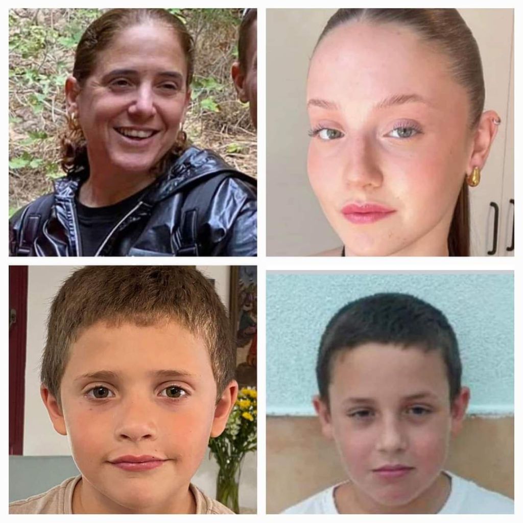 Jen y sus tres hijos, que volvieron hace algo más de un mes del cautiverio en Gaza