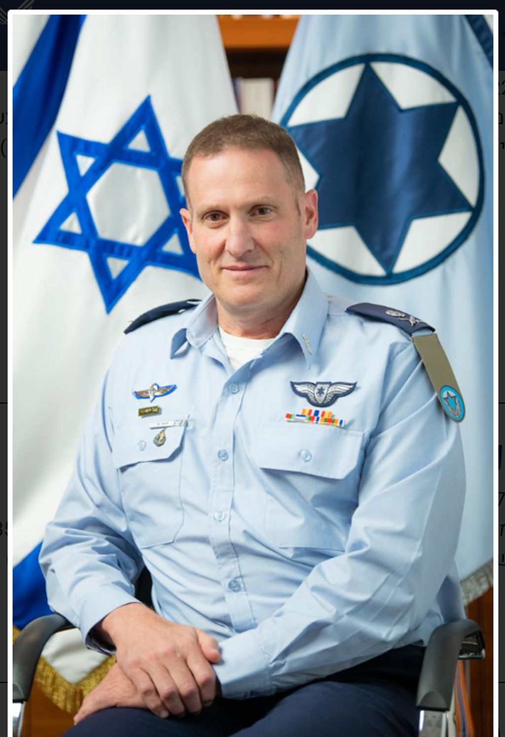 Retrato oficial del Comandante de la Fuerza Aérea de Israel General Tomer Bar