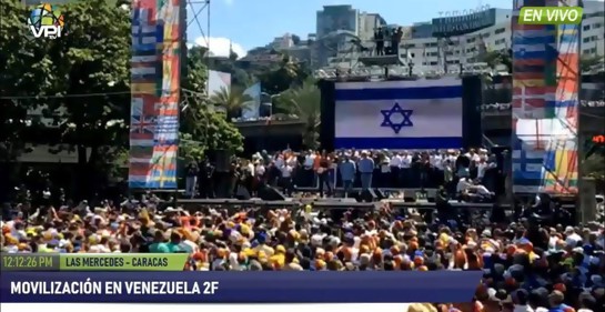 Bandera de Israel proyectada en mitín pro democracia en Venezuela