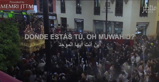 Escena de un video publicado por Muntasir Media exhortando a perpetrar atentados en España en Semana Santa