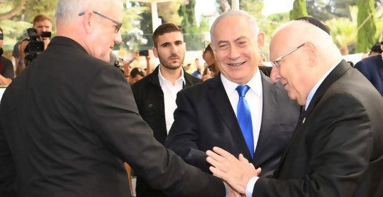 Días atrás, el Presidente Rivlin, Netanyahu y Gantz (Amos Ben Gershom GPO)