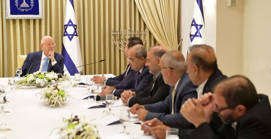 La delegación de la Lista Conjunta reunida con Rivlin