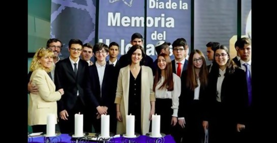 La presidente de la Comunidad de Madrid, Isabel Díaz Ayuso, anuncia que los alumnos ampliarán sus estudios sobre la historia del pueblo judío