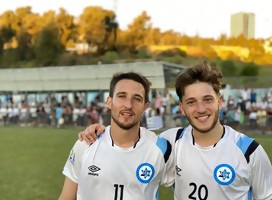 Con el Capitán del equipo uruguayo de fútbol que disputa la final en las Macabeadas