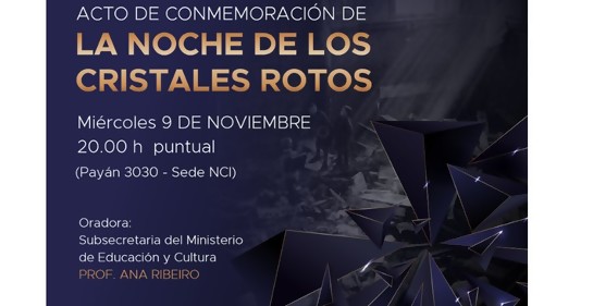 B'nai B'rith invita al Acto en Conmemoración de la Noche de los Cristales Rotos