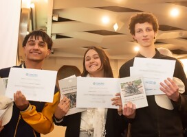 De der a izq, el ganador Alvaro Casanova, la 2a Yiseleidy Chiappa y el 3o Brandon Faggiani Jidón Bergstein 2026: Emoción pura, final imprevisto