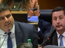 Pedro Jisdonian y Diego Echeverria, homenaje Los diputados Pedro Jisdonian y Diego Echeverría del PN, sobre el 7 de octubre